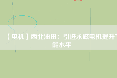 【電機】西北油田：引進(jìn)永磁電機提升節(jié)能水平
          