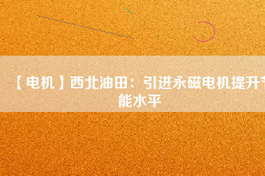 【電機】西北油田：引進(jìn)永磁電機提升節(jié)能水平
          