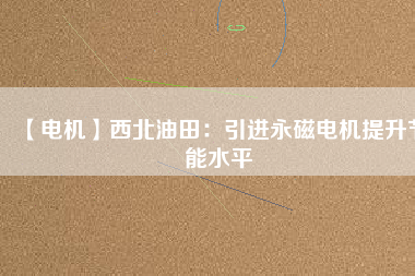 【電機】西北油田：引進(jìn)永磁電機提升節(jié)能水平
          