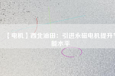 【電機】西北油田：引進(jìn)永磁電機提升節(jié)能水平
          